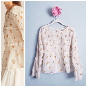 Rebecca Taylor Ines Smocked Floral Blouse